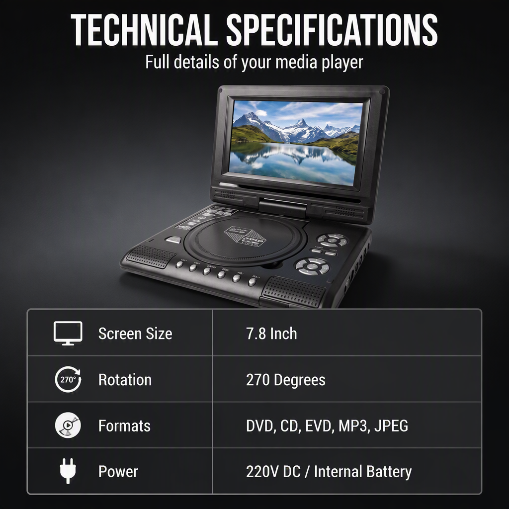 ๐บ 7.8" HD Portable DVD/EVD Player ๐ฅ 50% OFF