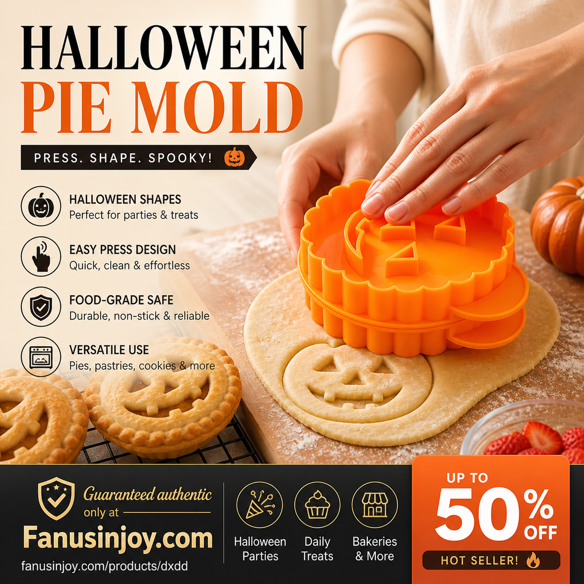 🎃Halloween Special Offer!🔥You Must Have This Pastry Mold!🍰Halloween Handheld Pie Press Mold