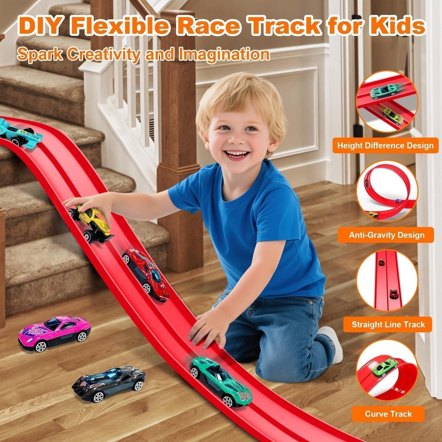 🎁Last Day Promotion 55% OFF🔥🏎️DIY Children's Alloy Car Suction Cup Race Track