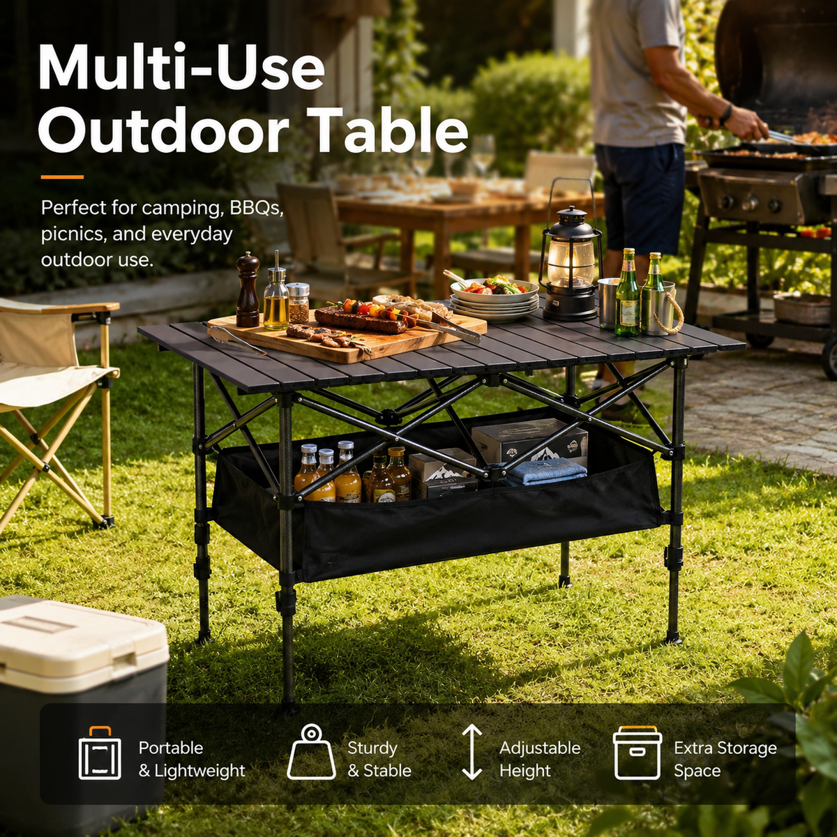 🌄New arrival 49% OFF!🏕️ Portable Camping Table – Folding, Carbon Steel, Quick Setup🪑