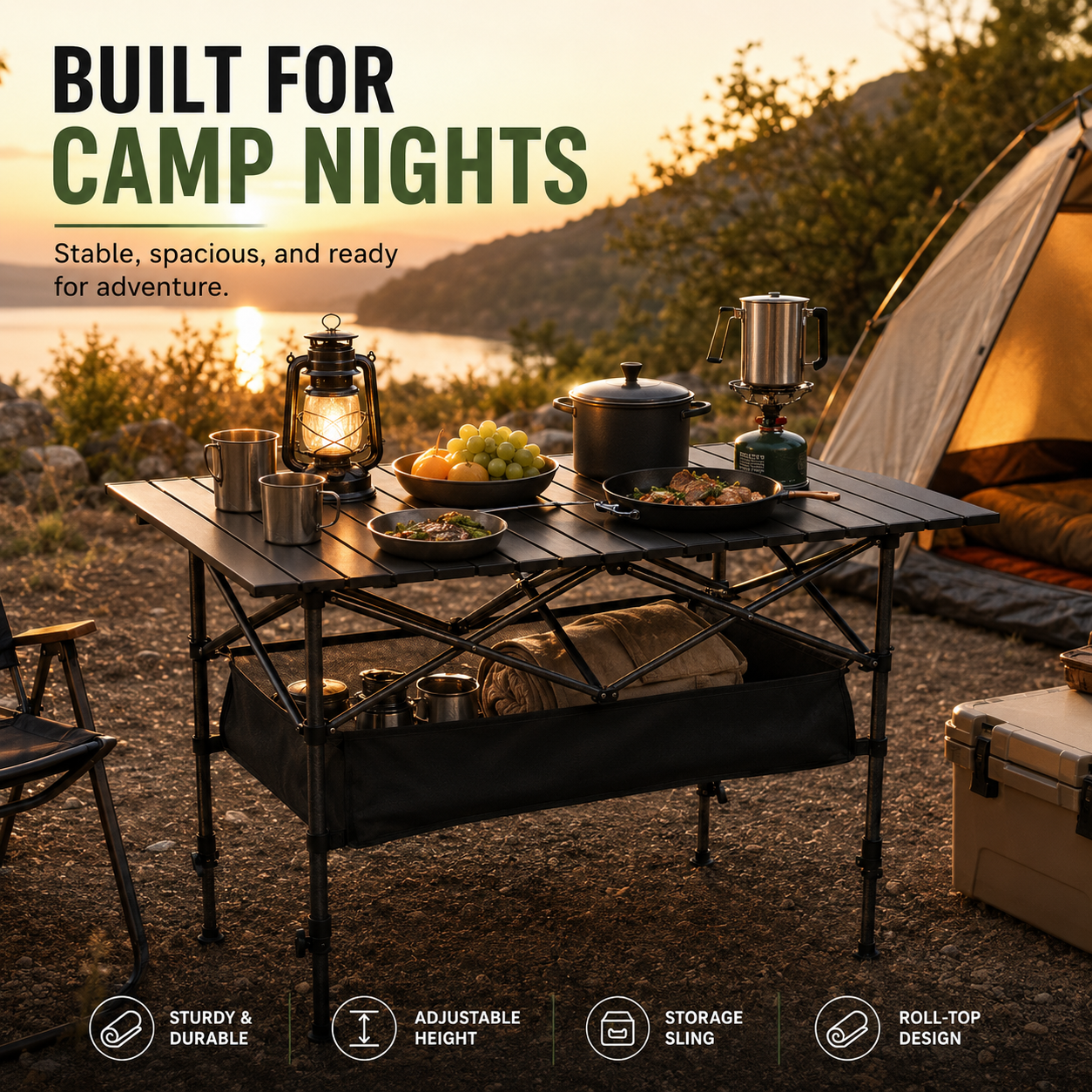 🌄New arrival 49% OFF!🏕️ Portable Camping Table – Folding, Carbon Steel, Quick Setup🪑