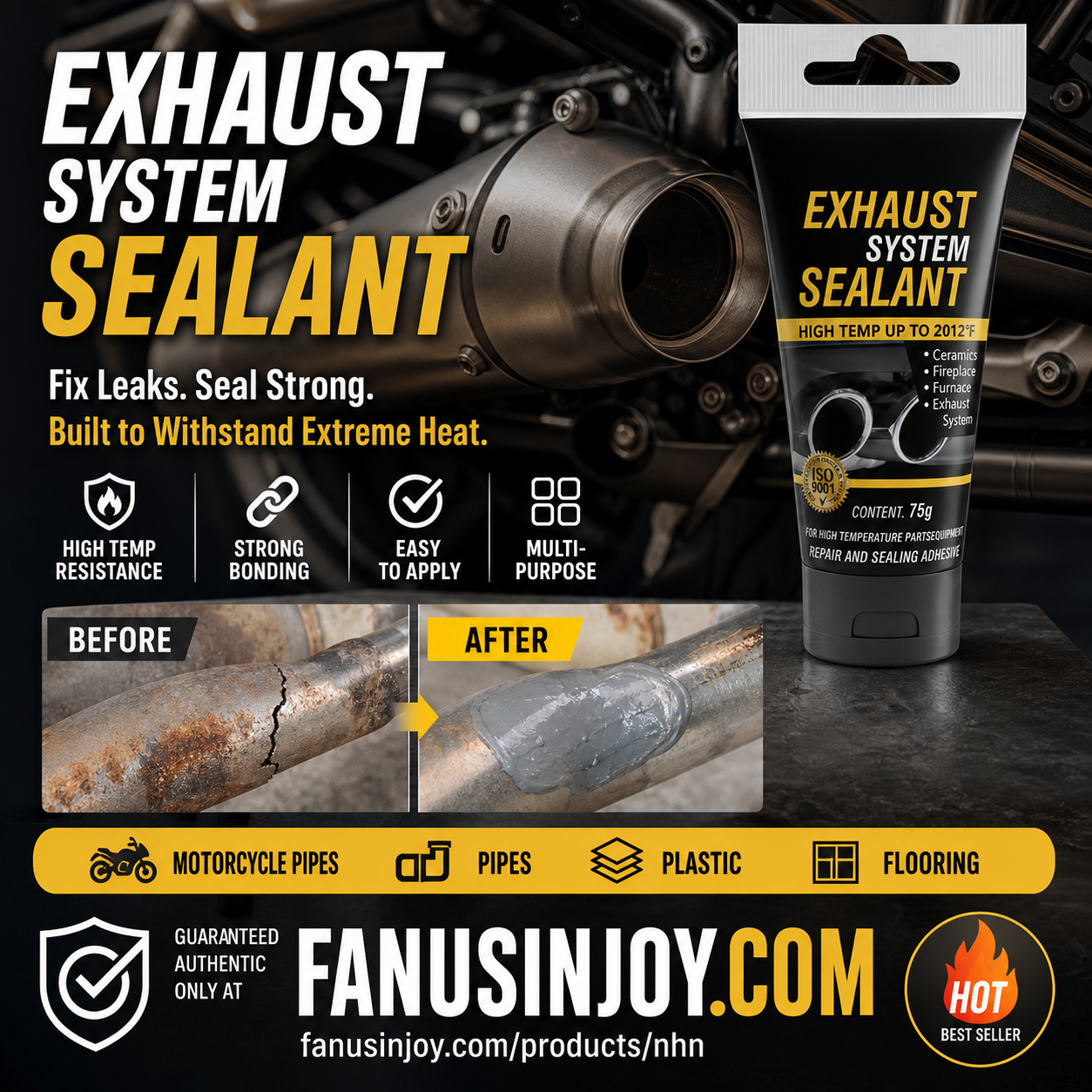 🛠All-purpose repair！High Temperature Exhaust Repair Sealant