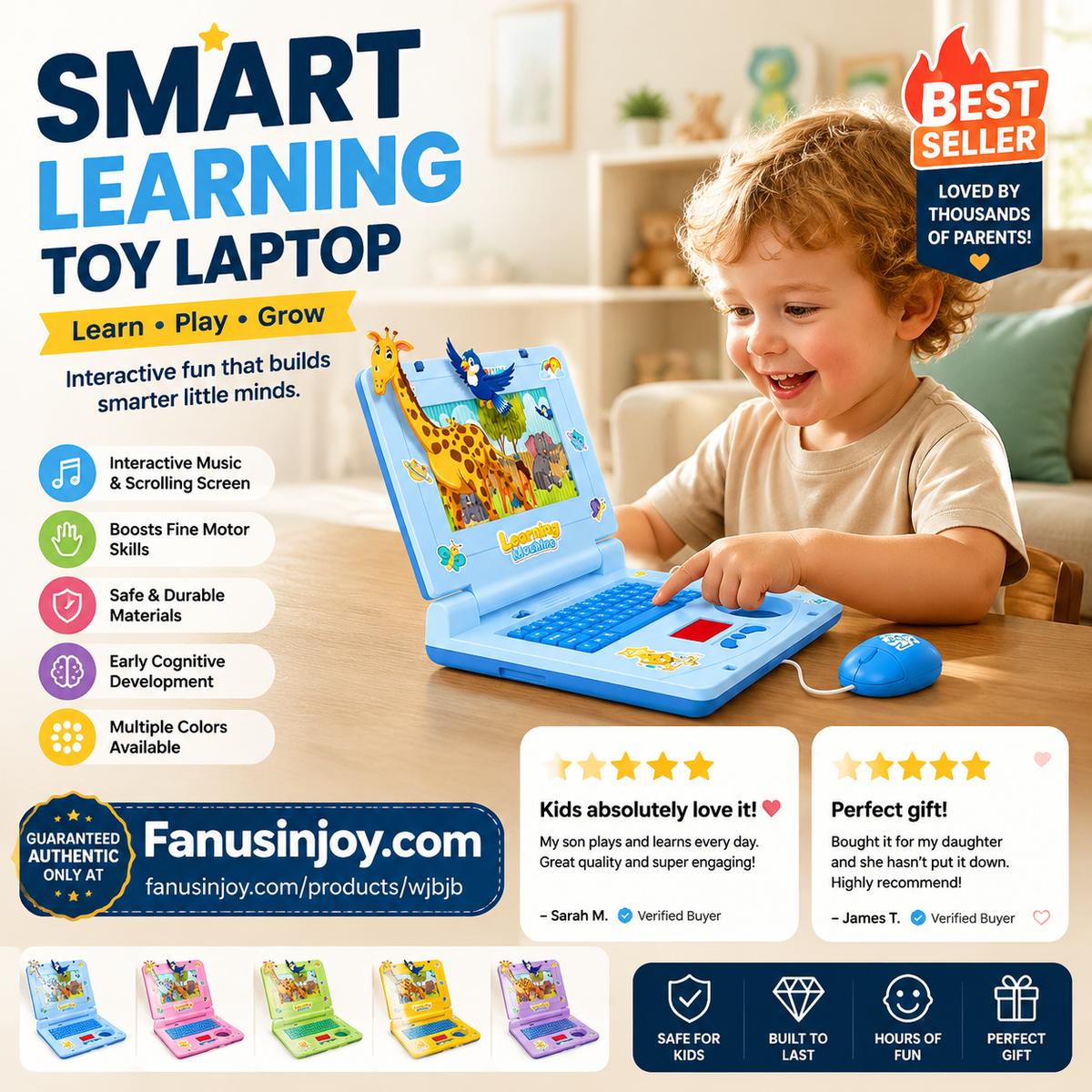💻 50% OFF NOW! 🎁 Interactive Simulation Toy Laptop – Scrolling screen, music & tactile buttons – Boosts motor skills & hand‑eye coordination 🖥️✨