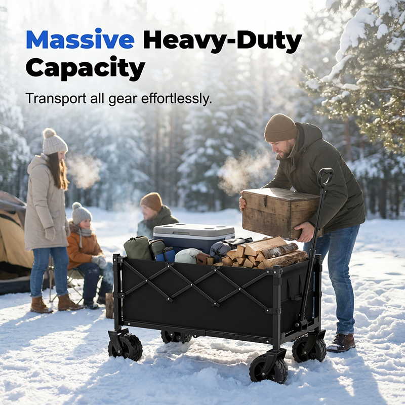 🚚🏕️ LIMITED-TIME 49% OFF! Heavy-Duty Collapsible Wagon Cart – 130L Capacity, 80kg Load & All-Terrain Wheels