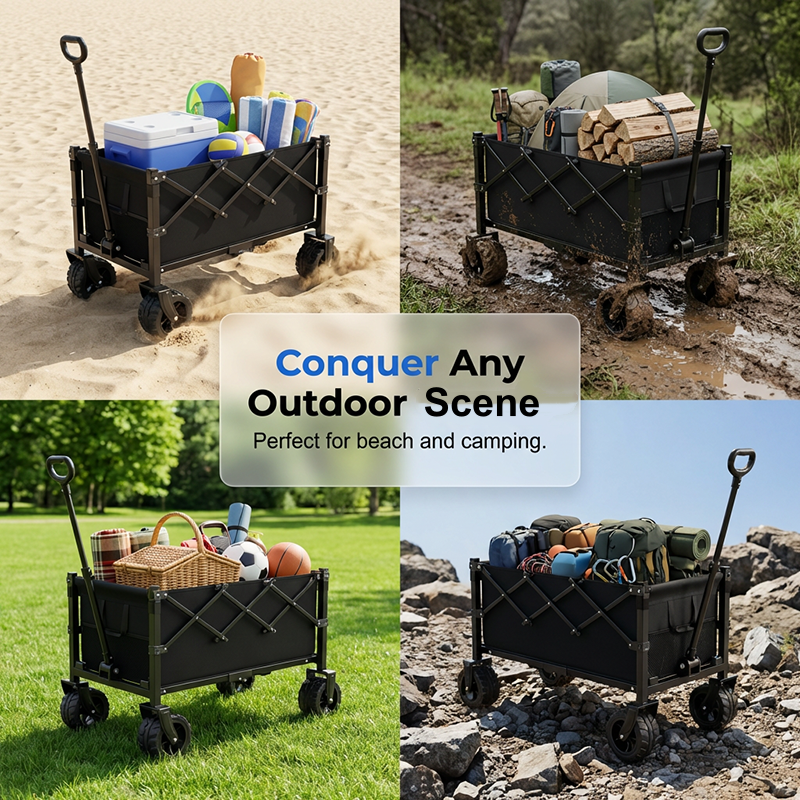 🚚🏕️ LIMITED-TIME 49% OFF! Heavy-Duty Collapsible Wagon Cart – 130L Capacity, 80kg Load & All-Terrain Wheels