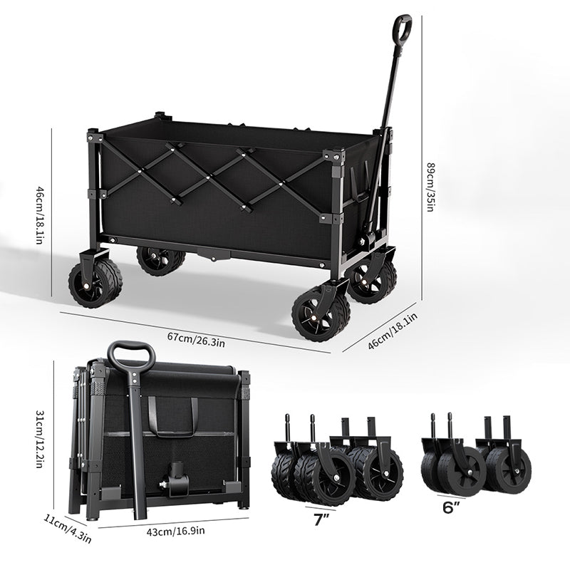 🚚🏕️ LIMITED-TIME 49% OFF! Heavy-Duty Collapsible Wagon Cart – 130L Capacity, 80kg Load & All-Terrain Wheels