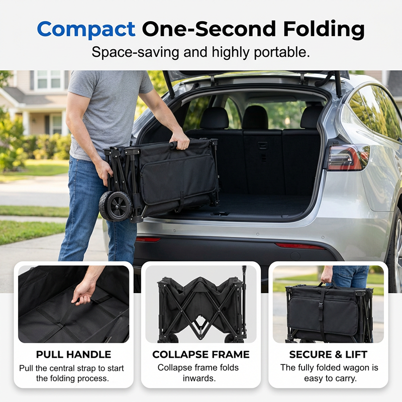 🚚🏕️ LIMITED-TIME 49% OFF! Heavy-Duty Collapsible Wagon Cart – 130L Capacity, 80kg Load & All-Terrain Wheels