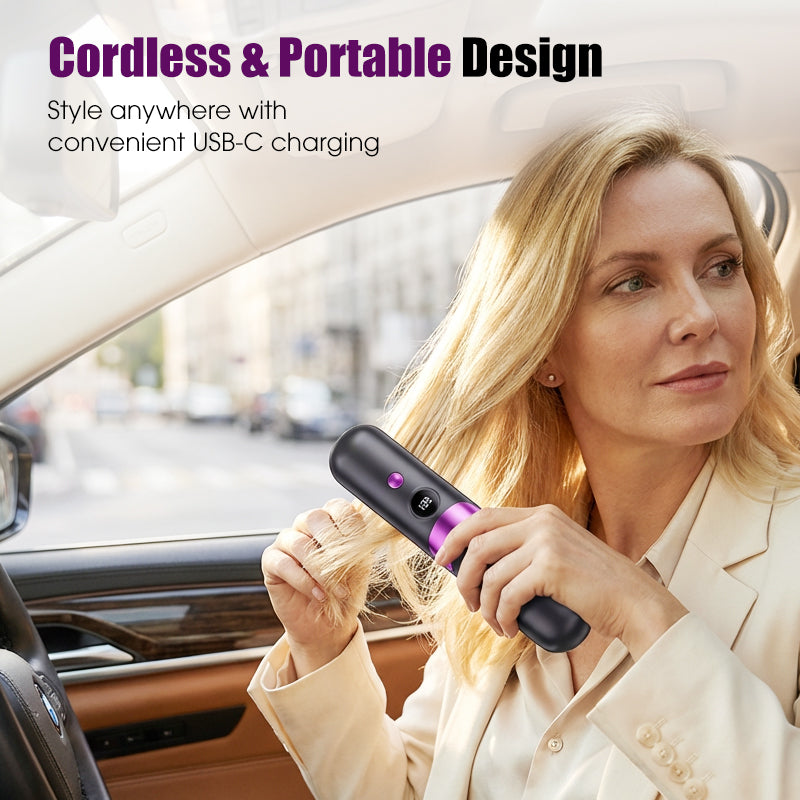 ⏳⏰Last 4 hours Sale💇‍♀️3-in-1 Cordless Hair Straightener Comb – USB rechargeable, adjustable temperature, anti-scald teeth, portable travel design. Women daily hair styling essential!