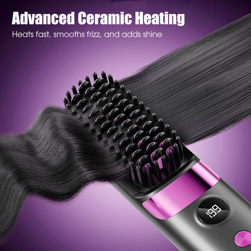⏳⏰Last 4 hours Sale💇‍♀️3-in-1 Cordless Hair Straightener Comb – USB rechargeable, adjustable temperature, anti-scald teeth, portable travel design. Women daily hair styling essential!