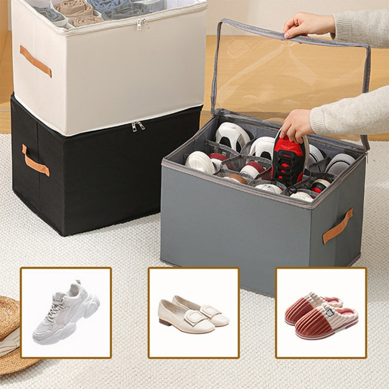 ⏰🔥LIMITED TIME 50% OFF! 👟 Fabric Shoe Organizer Storage Box – Foldable, Large Capacity, Dustproof & Breathable for Closet & Bedroom 🧺✨