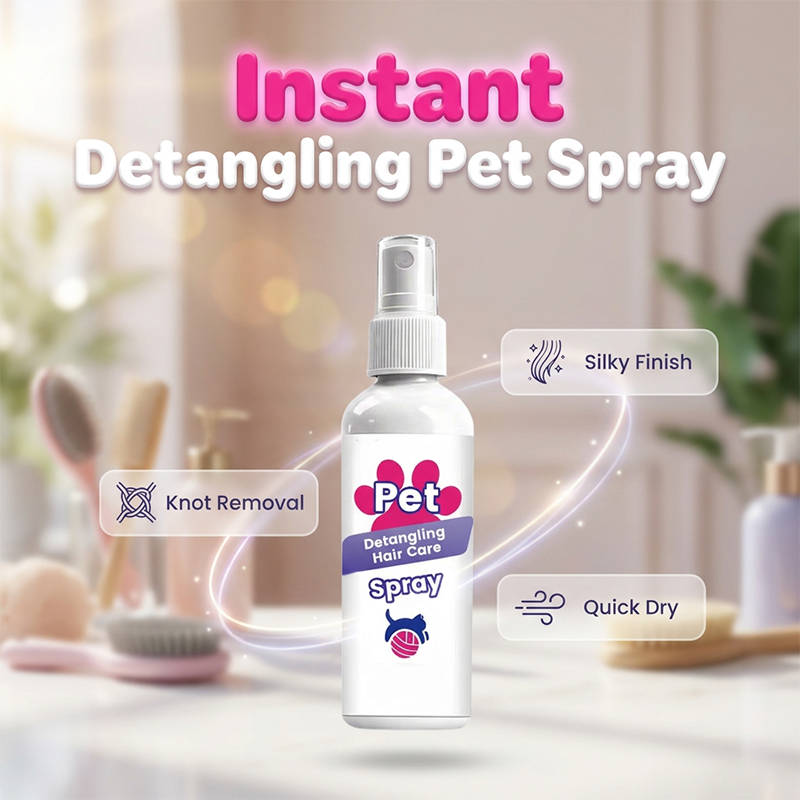 🐶50% OFF NOW! Instant Pet Detangling Hair Care Spray – Knot Remover Silky Finish Quick Dry Fur Detangler, No Rinse Grooming Spray for Dogs & Cats Long Short Hair Daily Grooming