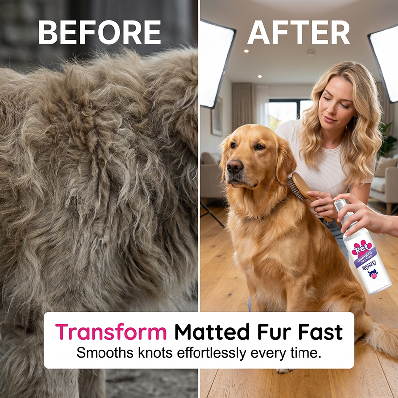 🐶50% OFF NOW! Instant Pet Detangling Hair Care Spray – Knot Remover Silky Finish Quick Dry Fur Detangler, No Rinse Grooming Spray for Dogs & Cats Long Short Hair Daily Grooming
