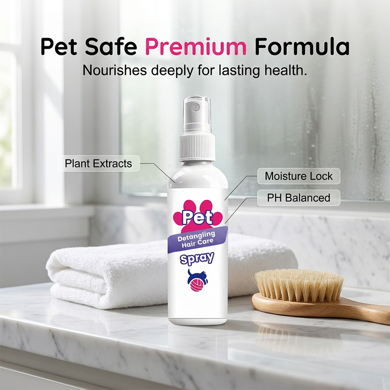 🐶50% OFF NOW! Instant Pet Detangling Hair Care Spray – Knot Remover Silky Finish Quick Dry Fur Detangler, No Rinse Grooming Spray for Dogs & Cats Long Short Hair Daily Grooming
