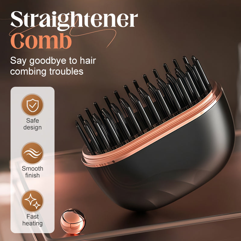 ✨️Limited time 50% off! 🔥Heats in 3 seconds 👱‍♀️style your hair anytime anywhere!Mini Cordless Hair Straightener Comb