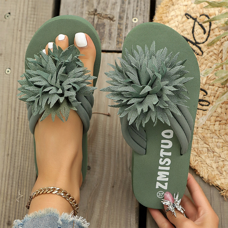 Women Floral Flip Flops Lightweight Summer Slippers