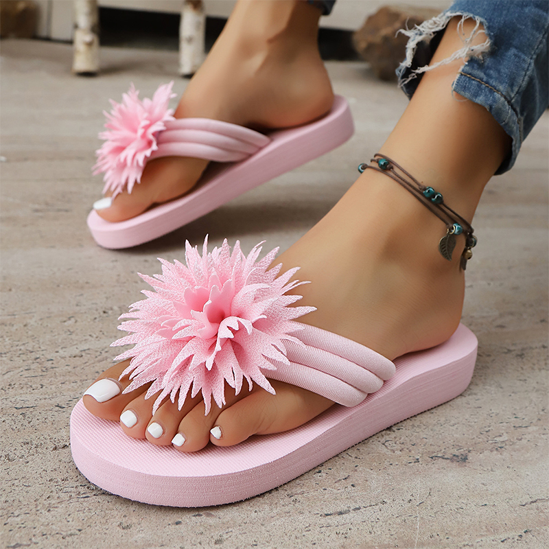Women Floral Flip Flops Lightweight Summer Slippers